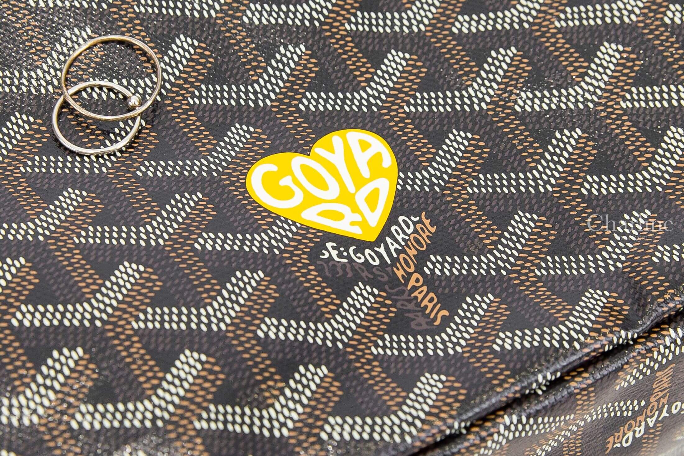 Goyard Bohème Hobo Bag 黑色黃色愛心帆布小牛皮同色手提肩背包