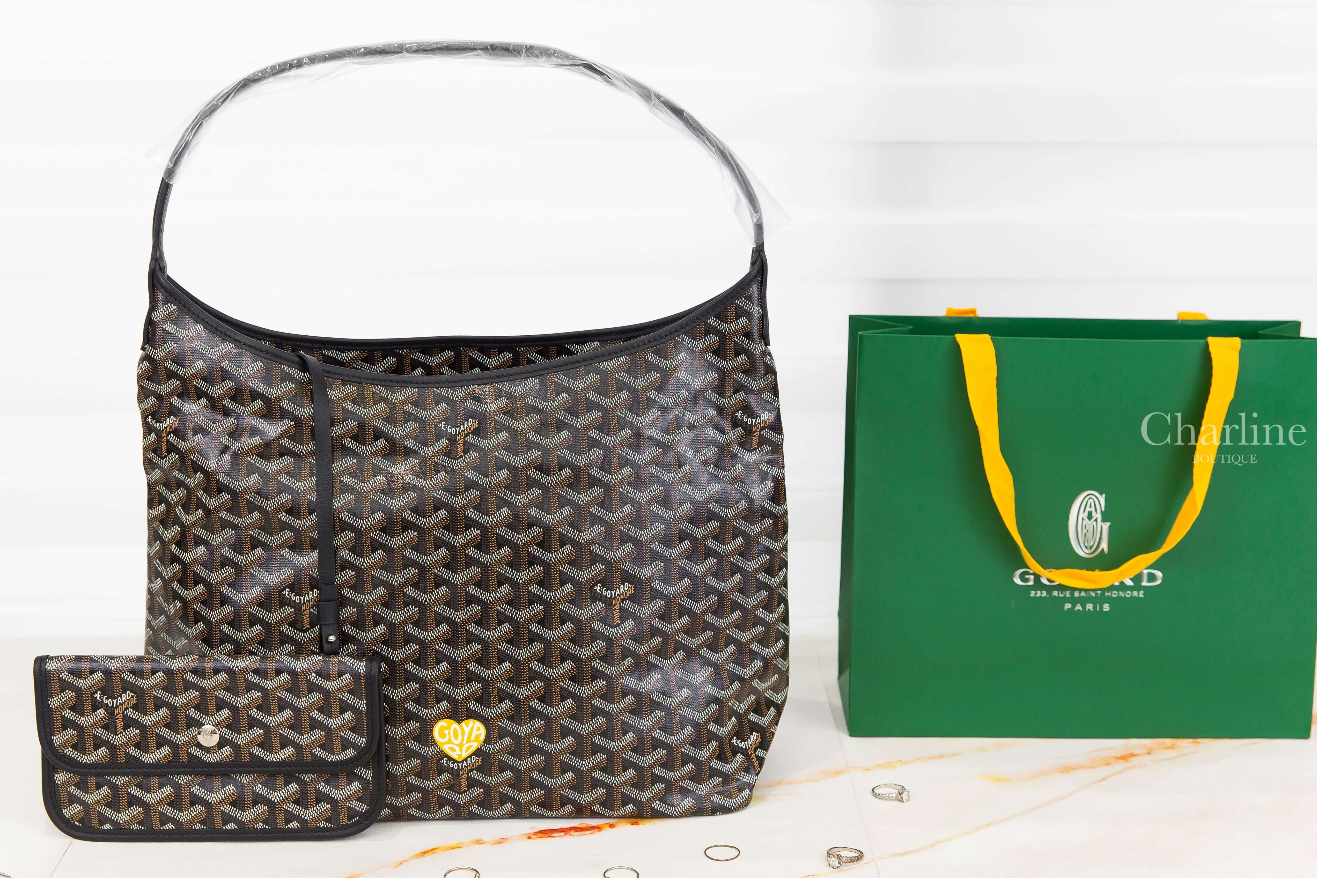 Goyard Bohème Hobo Bag 黑色黃色愛心帆布小牛皮同色手提肩背包
