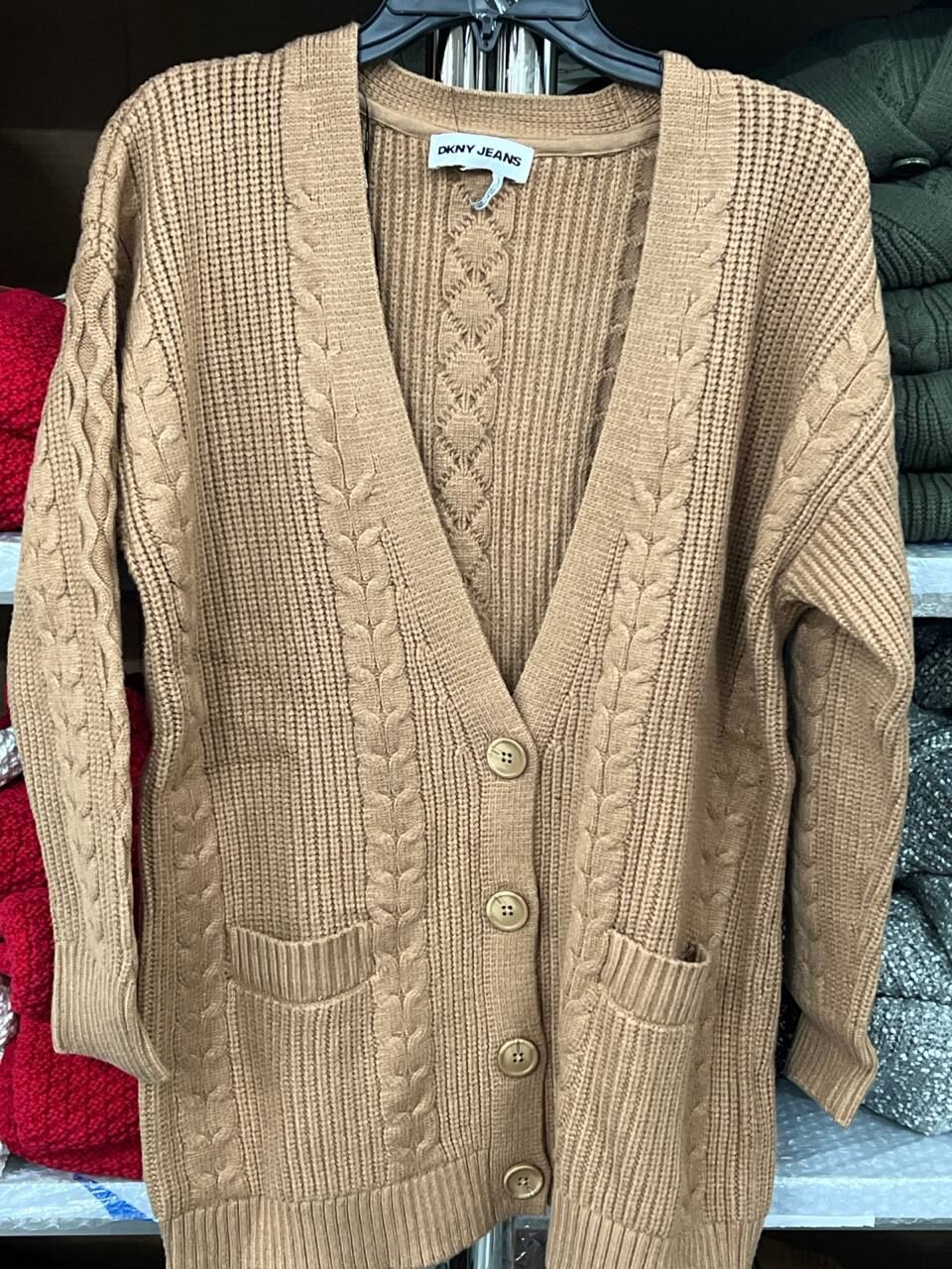 [S] DKNY TRUFFLE V-NECK RELAXED LONG CARDIGAN, DJ4R0348-IL3 FINAL SALE (SD1521)