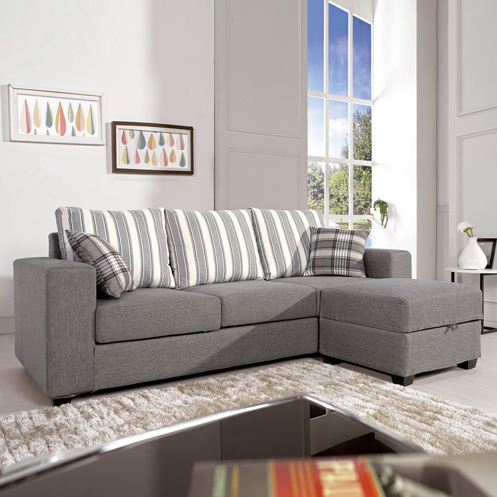 麗莎L型布沙發椅組合-送抱枕