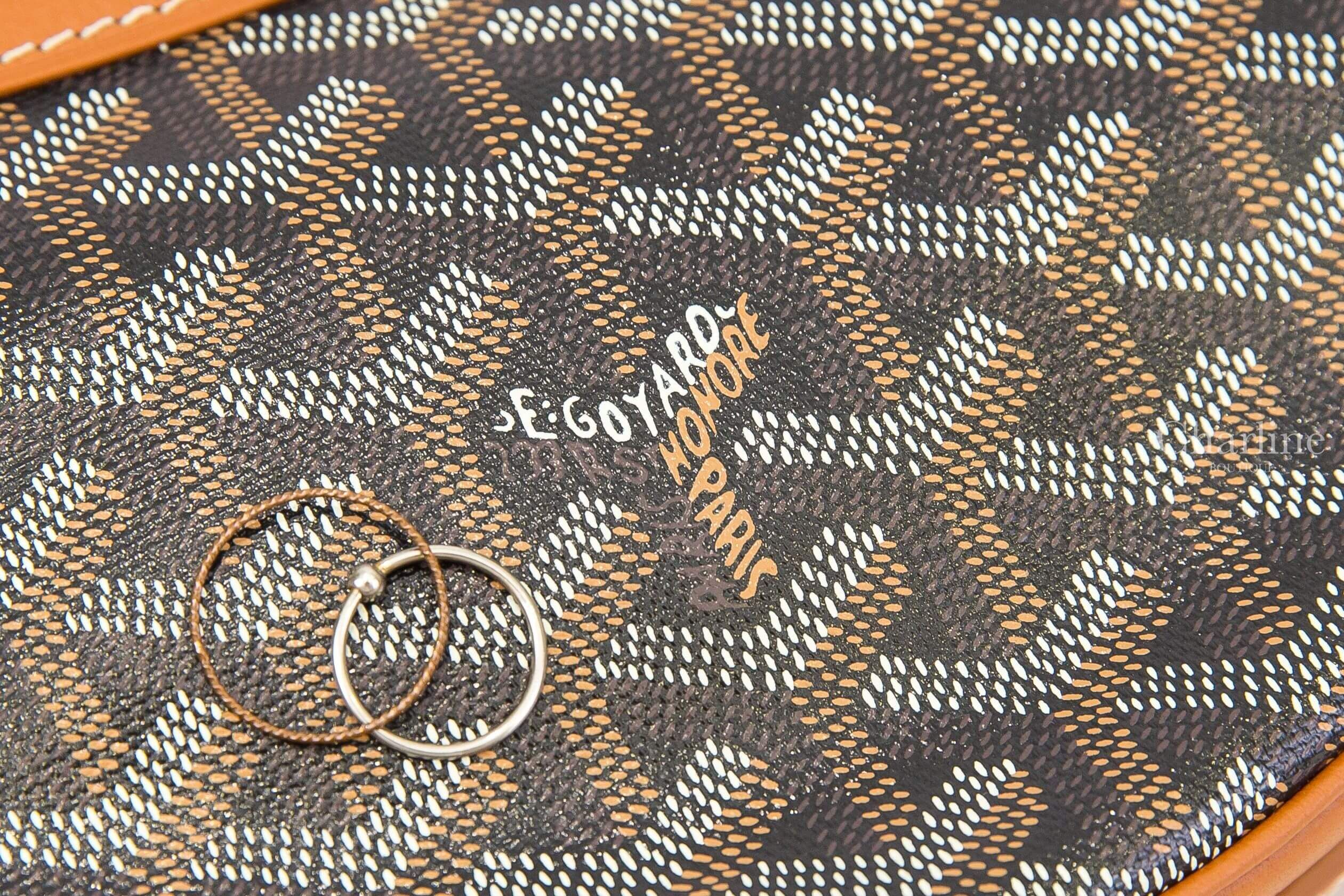 Goyard Hirondelle Bag 黑色拼咖啡色帆布小牛皮咖啡色背帶肩背包