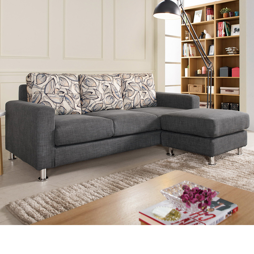 羅森L型灰色布沙發椅組