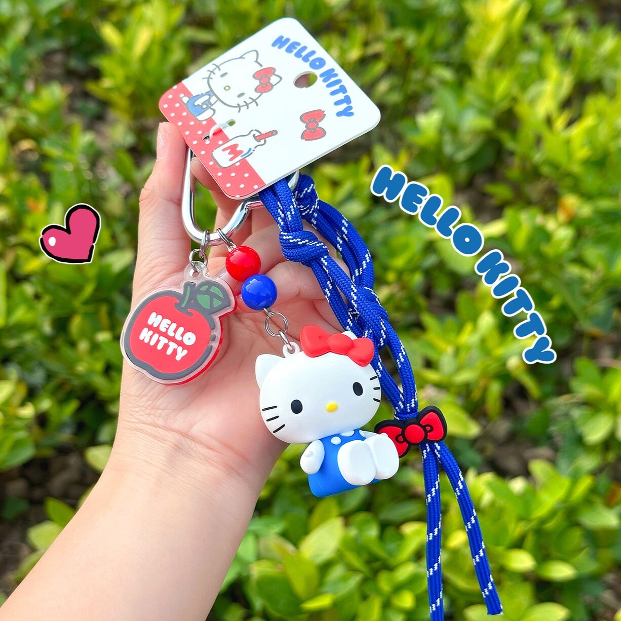 正版三麗鷗KITTY紅藍掛繩吊飾