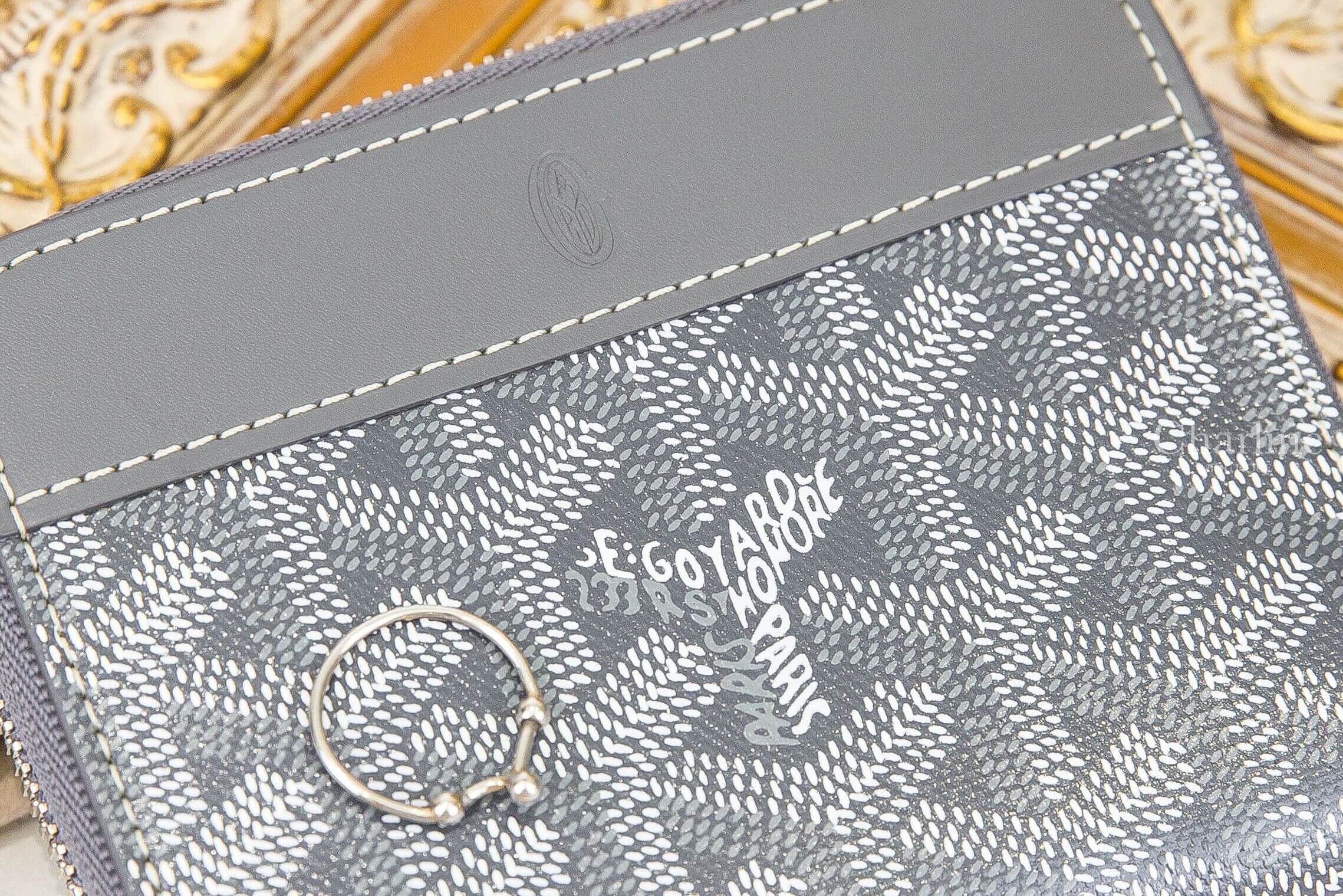 Goyard Matignon PM Wallet 灰色小牛皮拼黃色夾層內裡拉鍊短夾