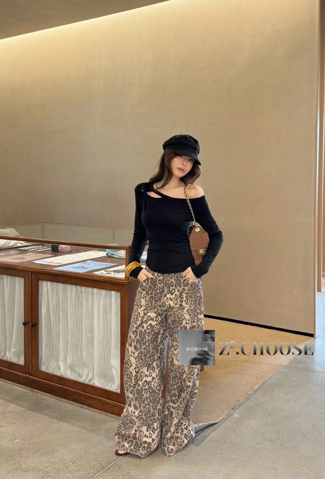 (GOAL) 美式豹紋落地褲 z8196