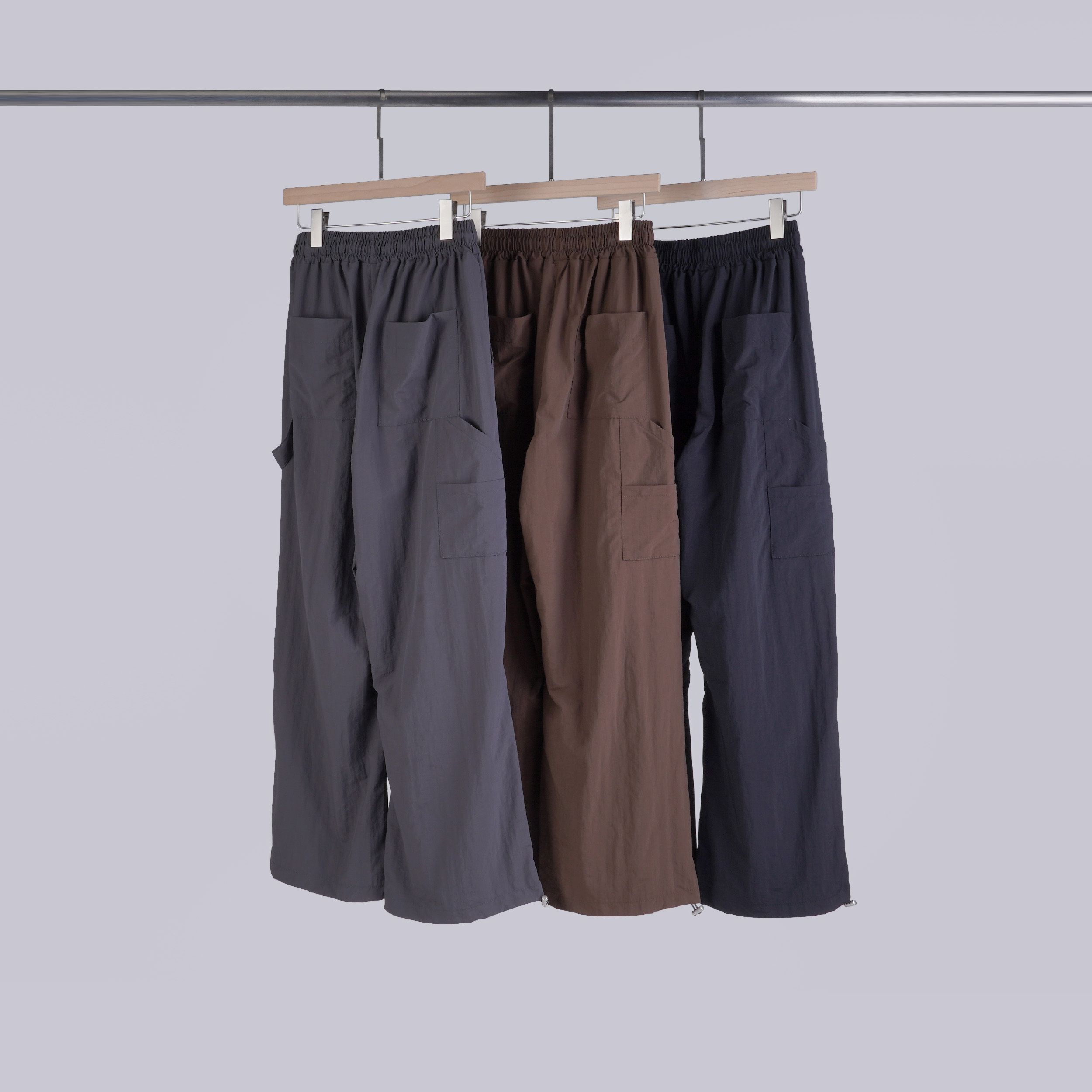 設計感拼接抓皺釘釦工裝褲 | 3色