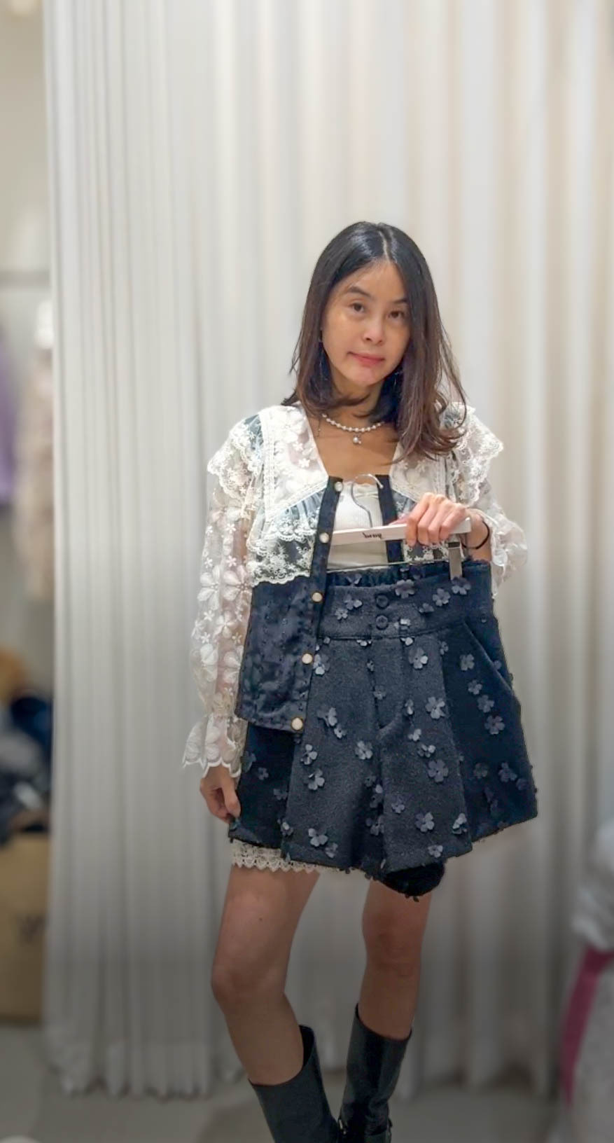 🥰PM_K6317  ▶️拼接蕾絲 排扣外套上衣 👉B:108cm L:49cm