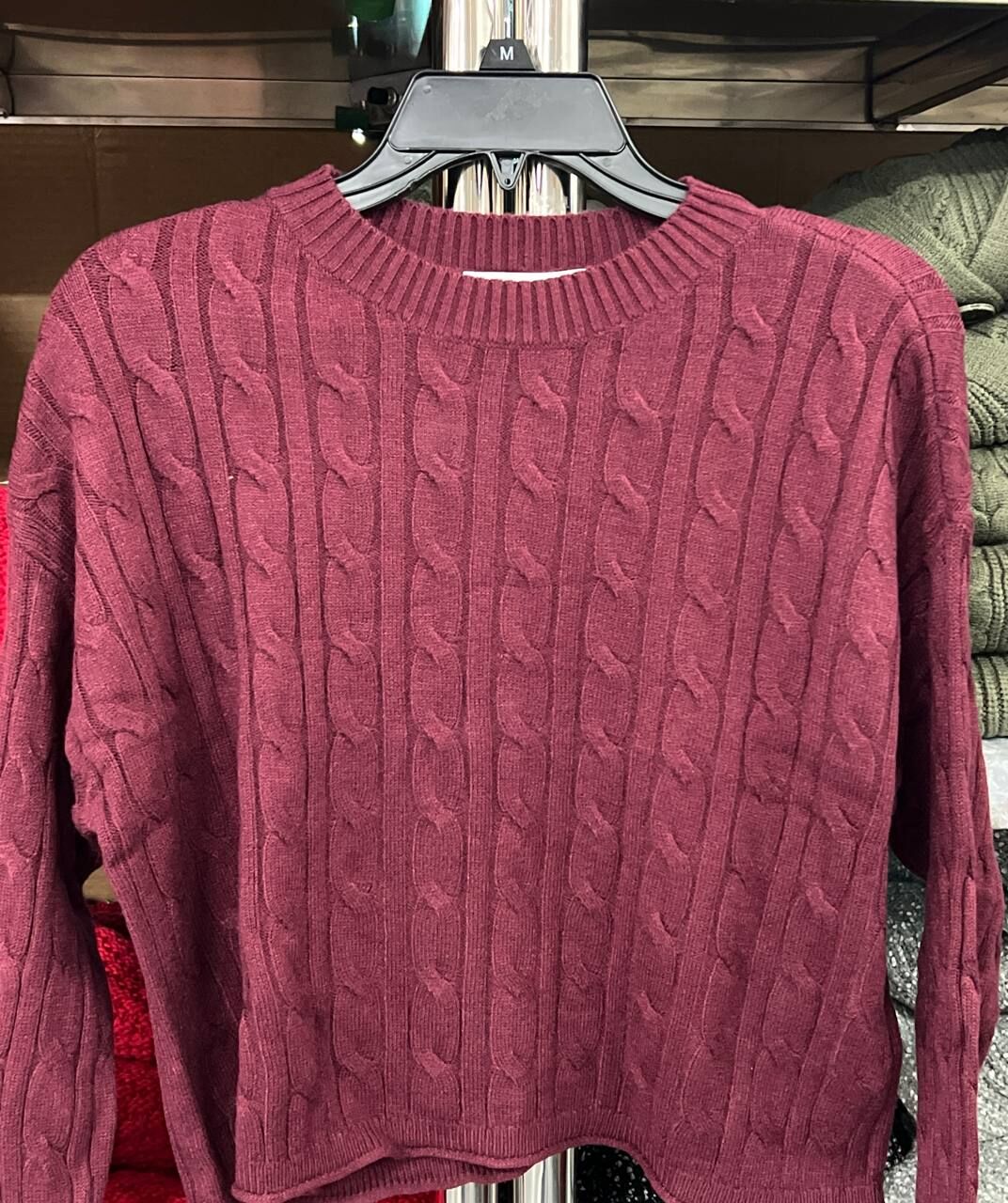 [S] DKNY BURGUNDY CREW NECK SWEATER, DJ4R0510-BUR [FINAL SALE] (SD1525)