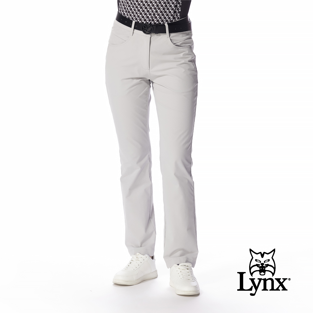 【Lynx Golf】女款彈性舒適特殊後袋時尚修身窄管設計長褲
