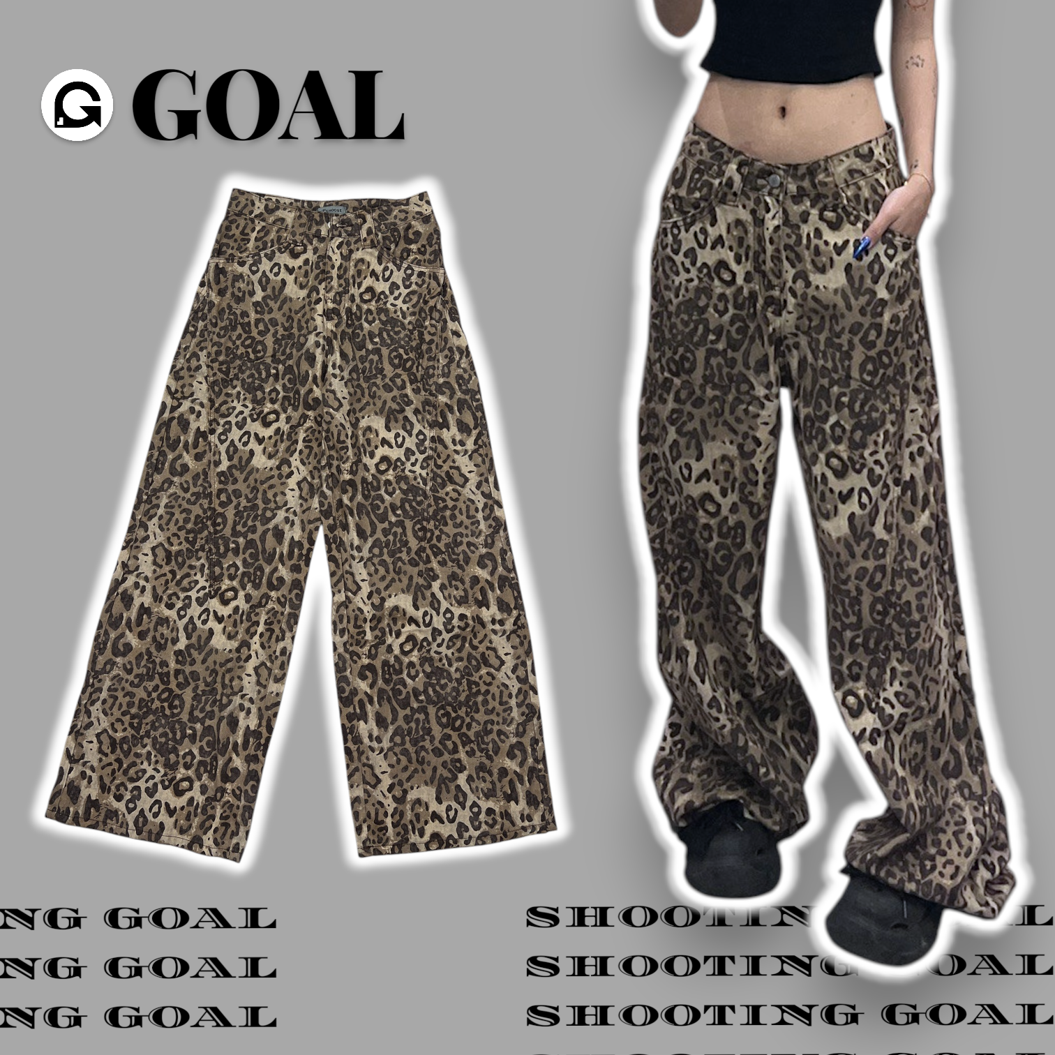 (GOAL) 美式豹紋落地褲 z8196