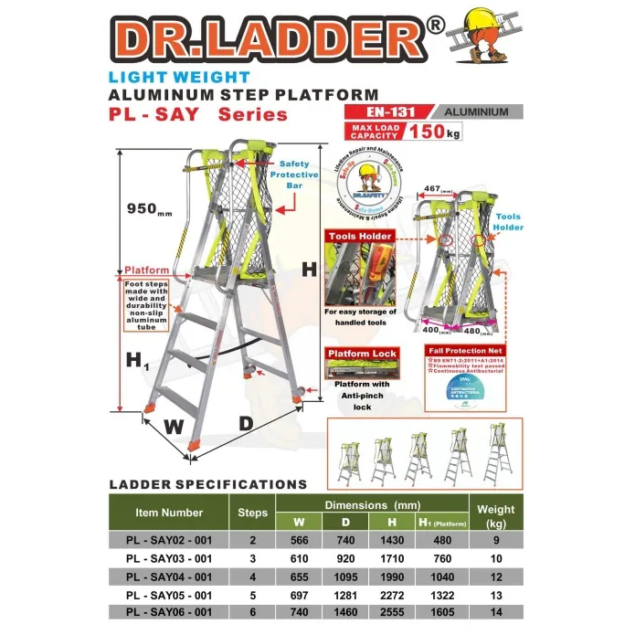 N002 PL-SAY-001 DR. LADDER 輕裝鋁平台梯