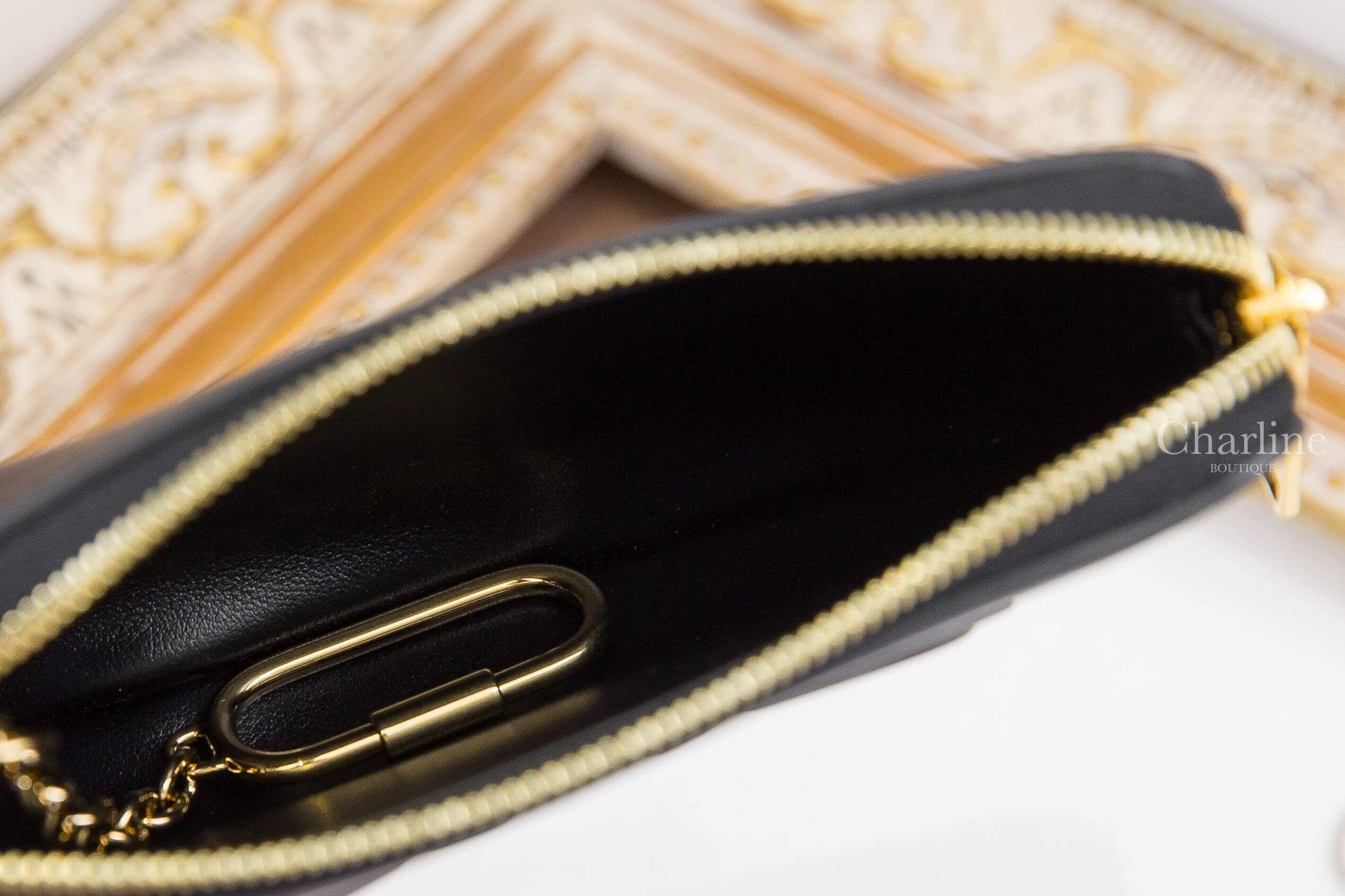 Celine Coin Purse Cuir Triomphe In Smooth Calfskin 黑色凱旋門小牛皮金釦鑰匙拉鍊零錢包-Charline Boutique 精品代購