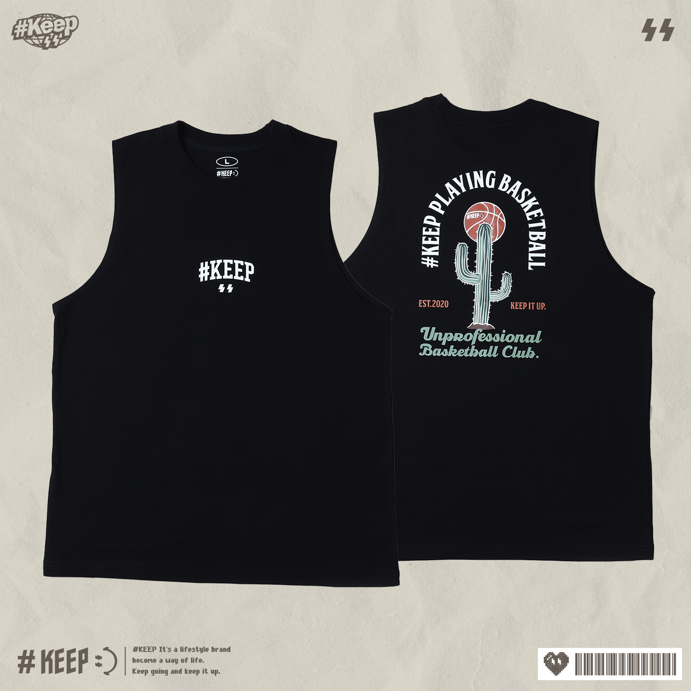 #KEEP CACTUS BASKETBALL VEST 黑色 印花 籃球 運動 休閒 仙人掌 籃球 背心【KS315】