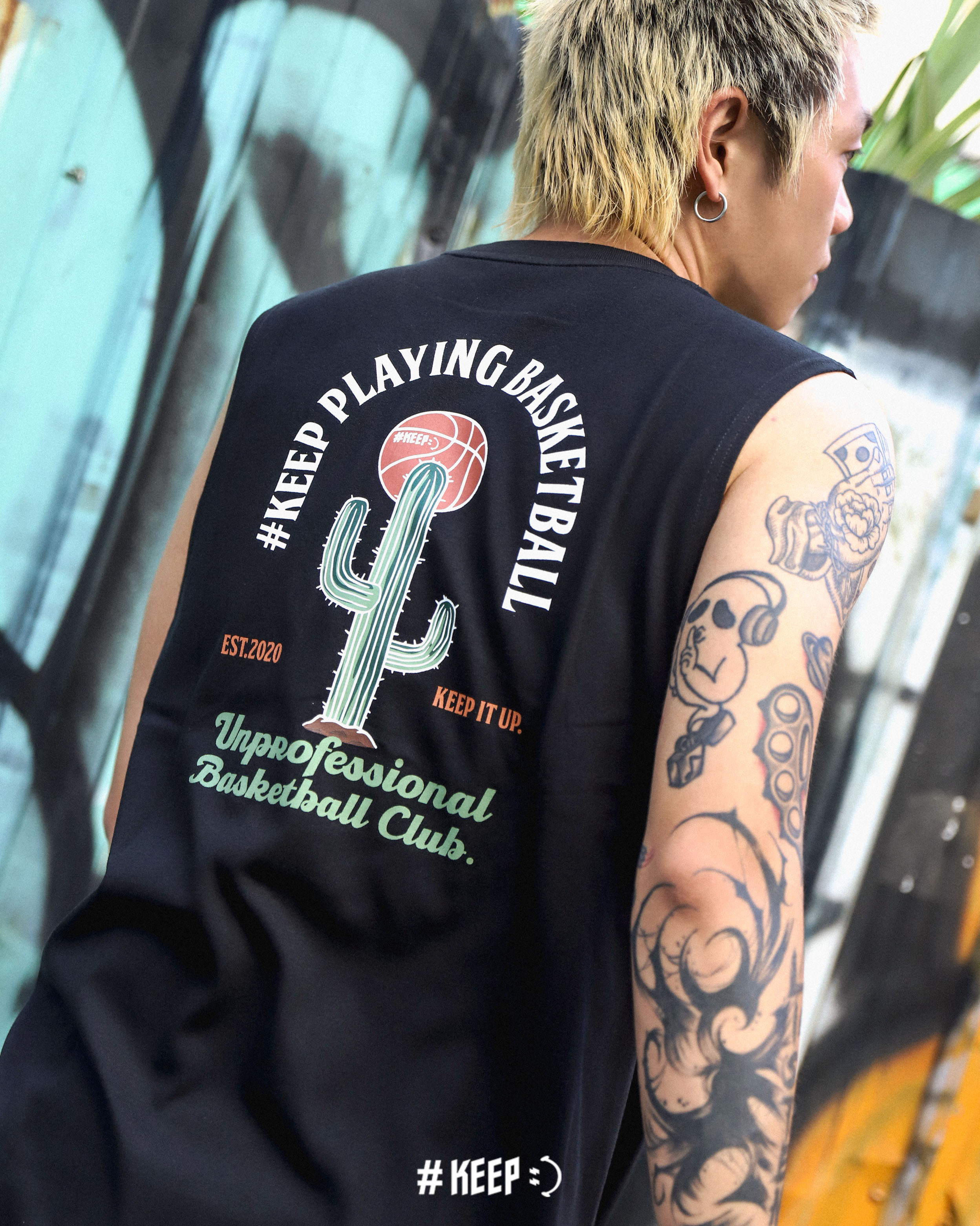 #KEEP CACTUS BASKETBALL VEST 黑色 印花 籃球 運動 休閒 仙人掌 籃球 背心【KS315】