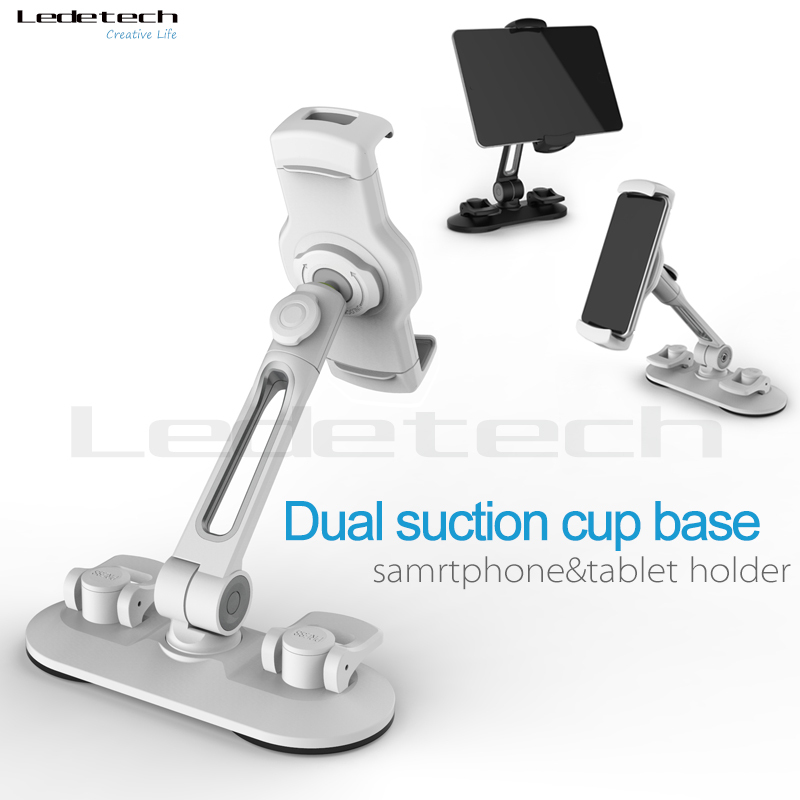 Ledetech - LD-204C-WH 雙吸盤座枱式平板電腦/智能電話支架 遙距教學 視像會議 線上學習 Google meet Zoom WFH