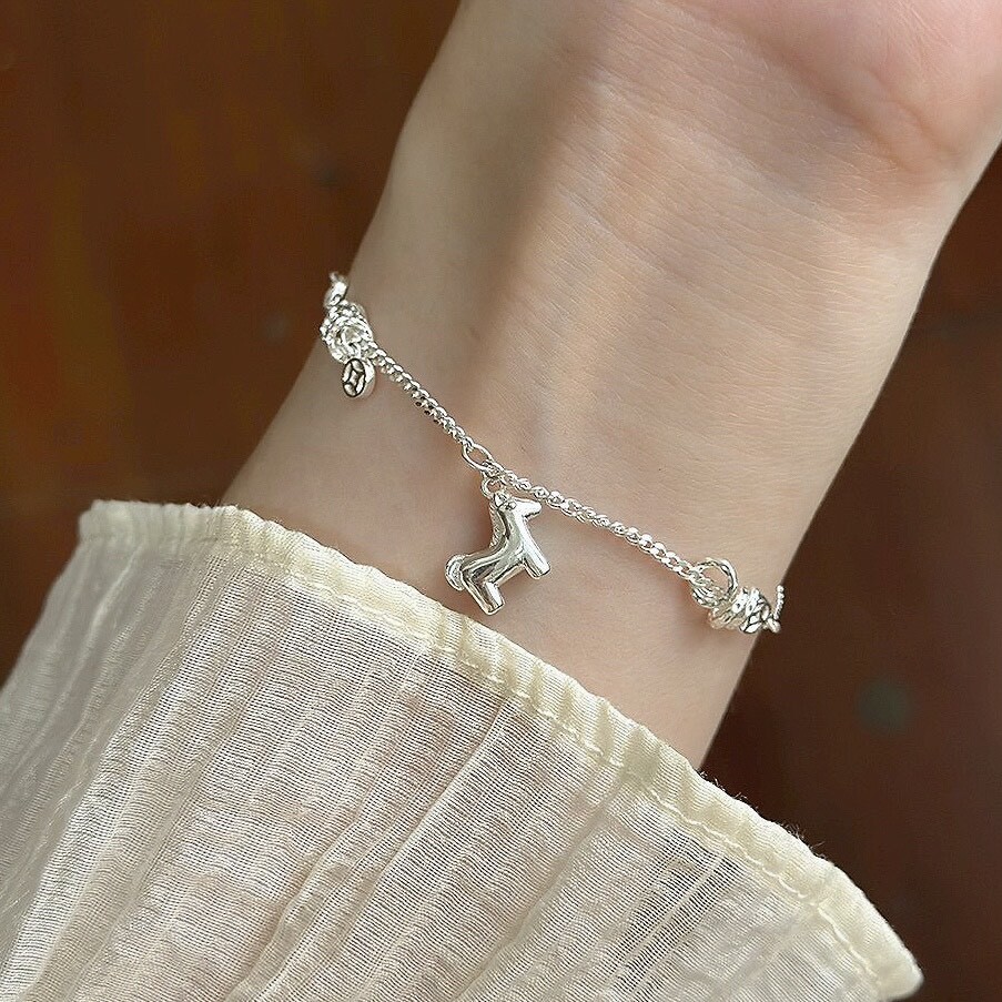 H136木馬圓環純銀手鏈