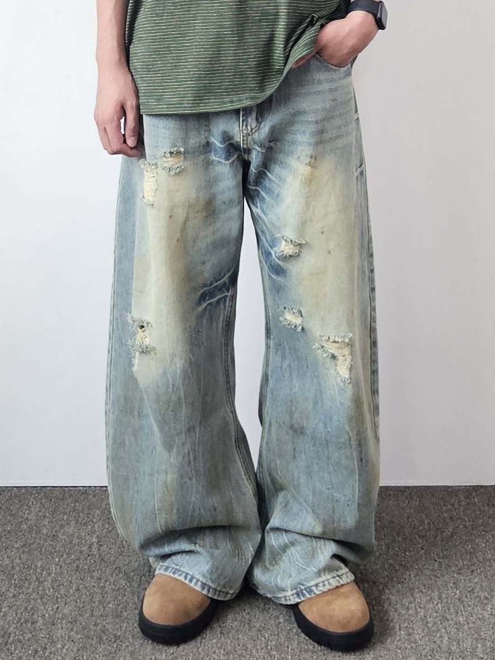 洗水破洞鬆身牛仔褲 F&c-094P