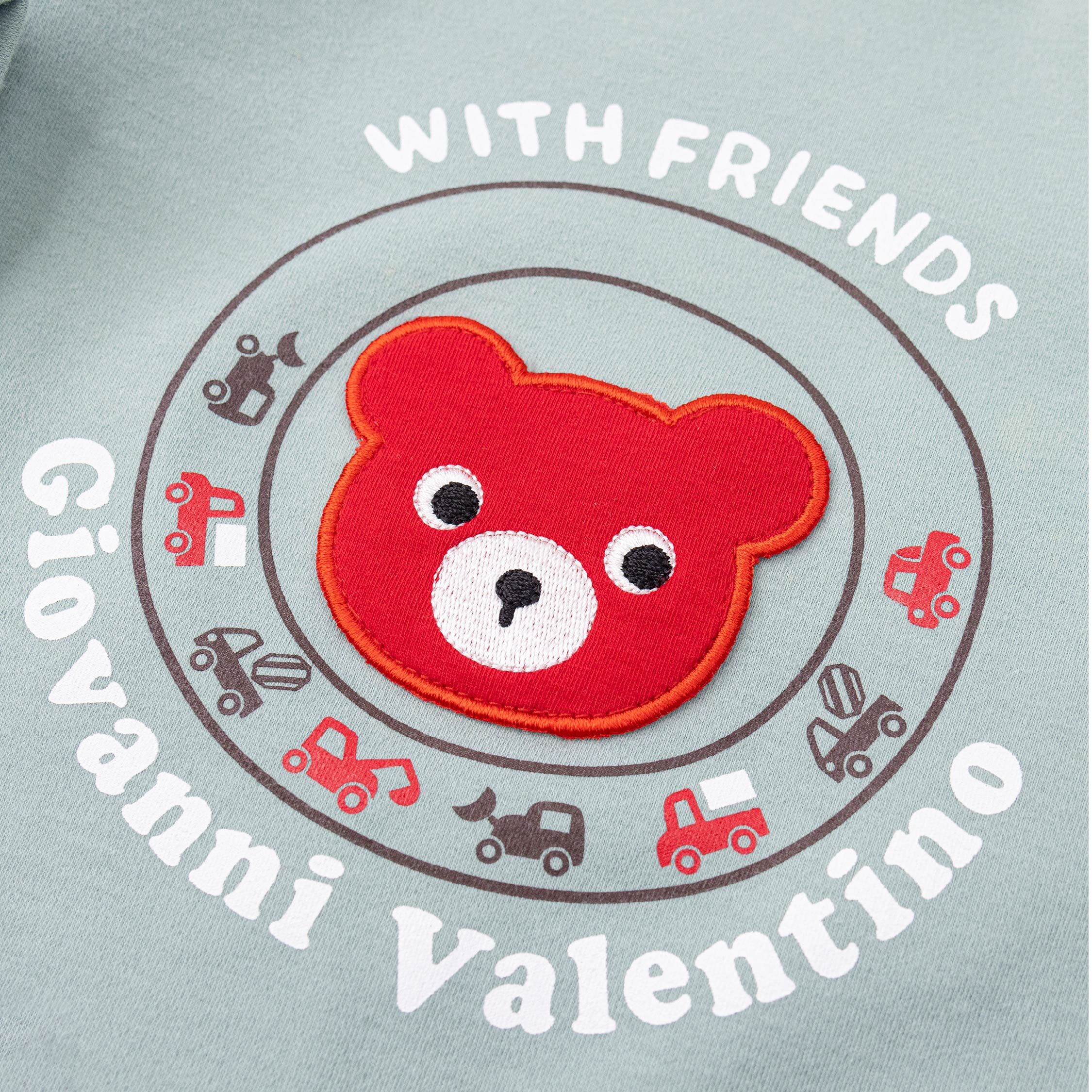 范侖鐵諾【32539】工具車熊熊布貼圓領上衣＊二色