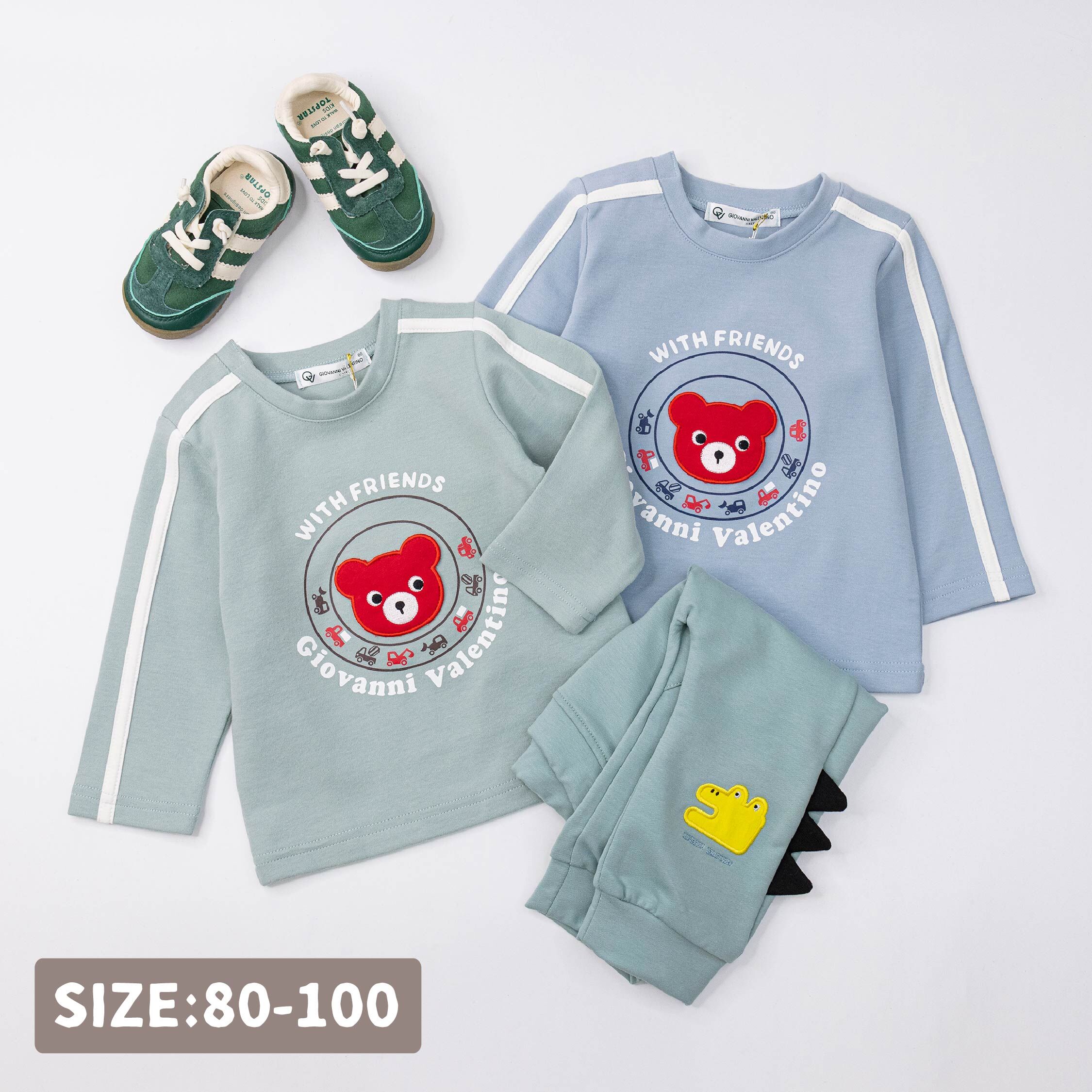 范侖鐵諾【32539】工具車熊熊布貼圓領上衣＊二色