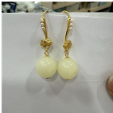 0901ht18-和田玉-12m黃口珍珠耳鉤/件（A18）