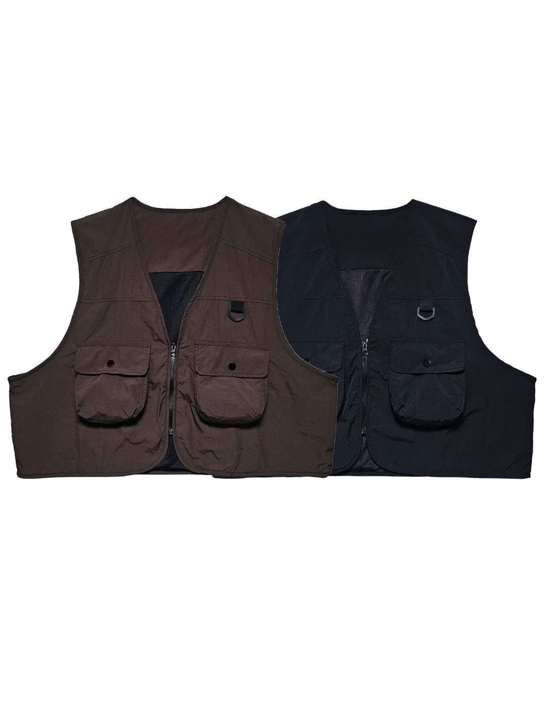 淨色拉鍊背心褸 F&c-096V