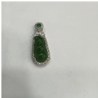 0901ht29-和田玉-碧玉銀鑲福豆/件（A29）