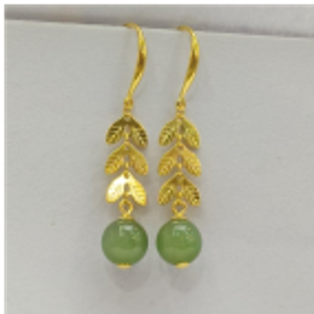 0901ht30-和田玉-碧玉麥穗耳環/個（A30）