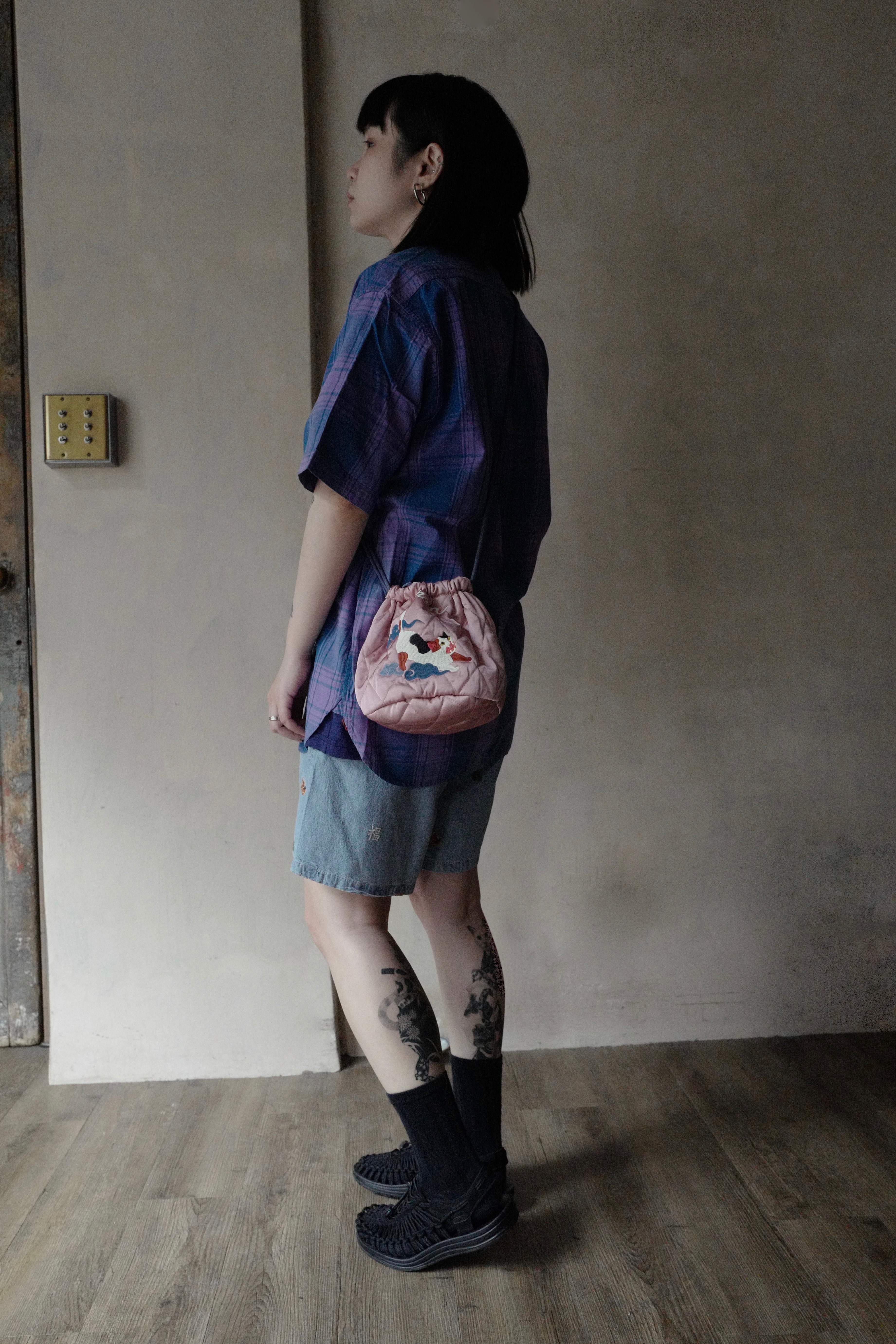 HOUSTON SOUVENIR SATIN EFFECT BAG( 百猫 ) / 杏粉色