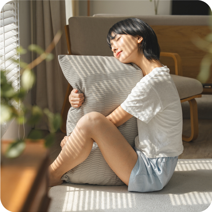 凍織枕頭套當抱枕示意圖