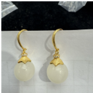 0901ht37-和田玉-12m白玉宮廷耳鉤/件（A37）