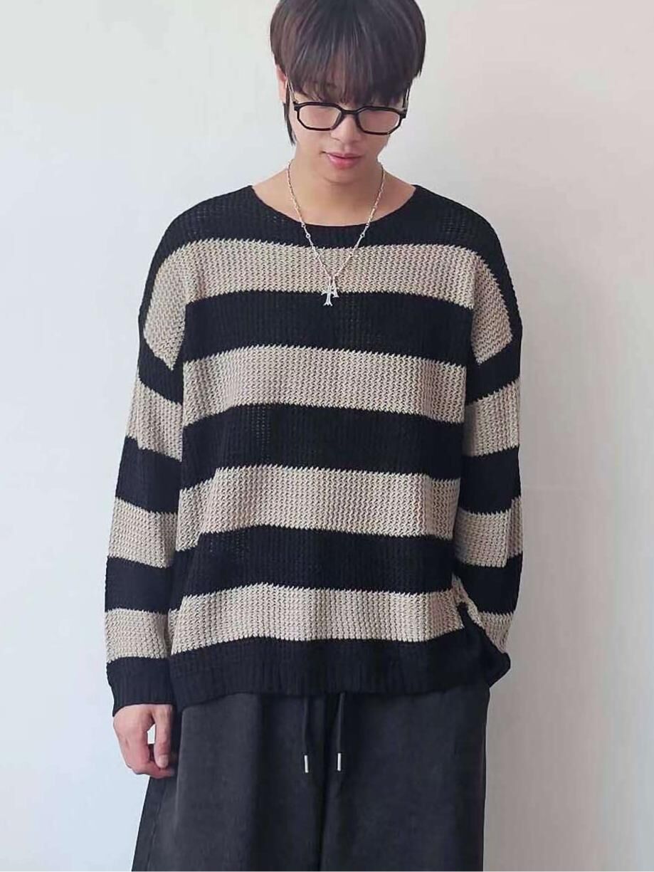 橫間長袖針織衫 F&c-100T