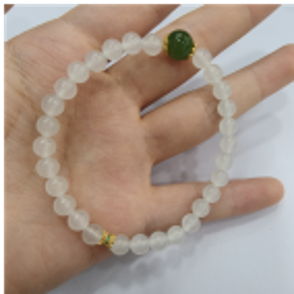 0901ht44-和田玉-6m白玉綠花托手串/件（A44）