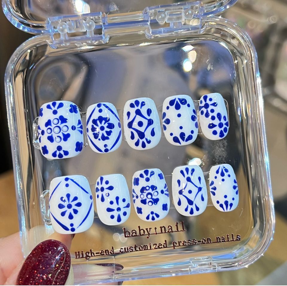 baby:nail ︳Blue-and-White Porcelain。Hand-made