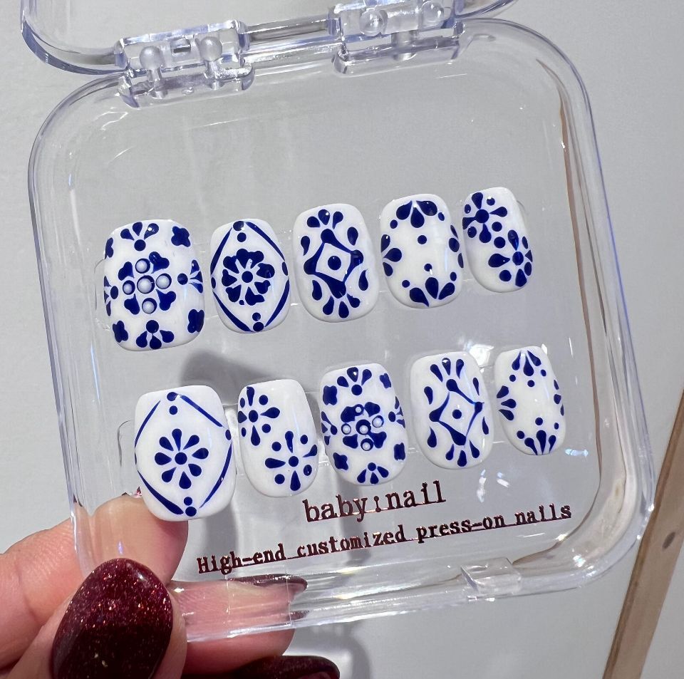 baby:nail ︳Blue-and-White Porcelain。Hand-made