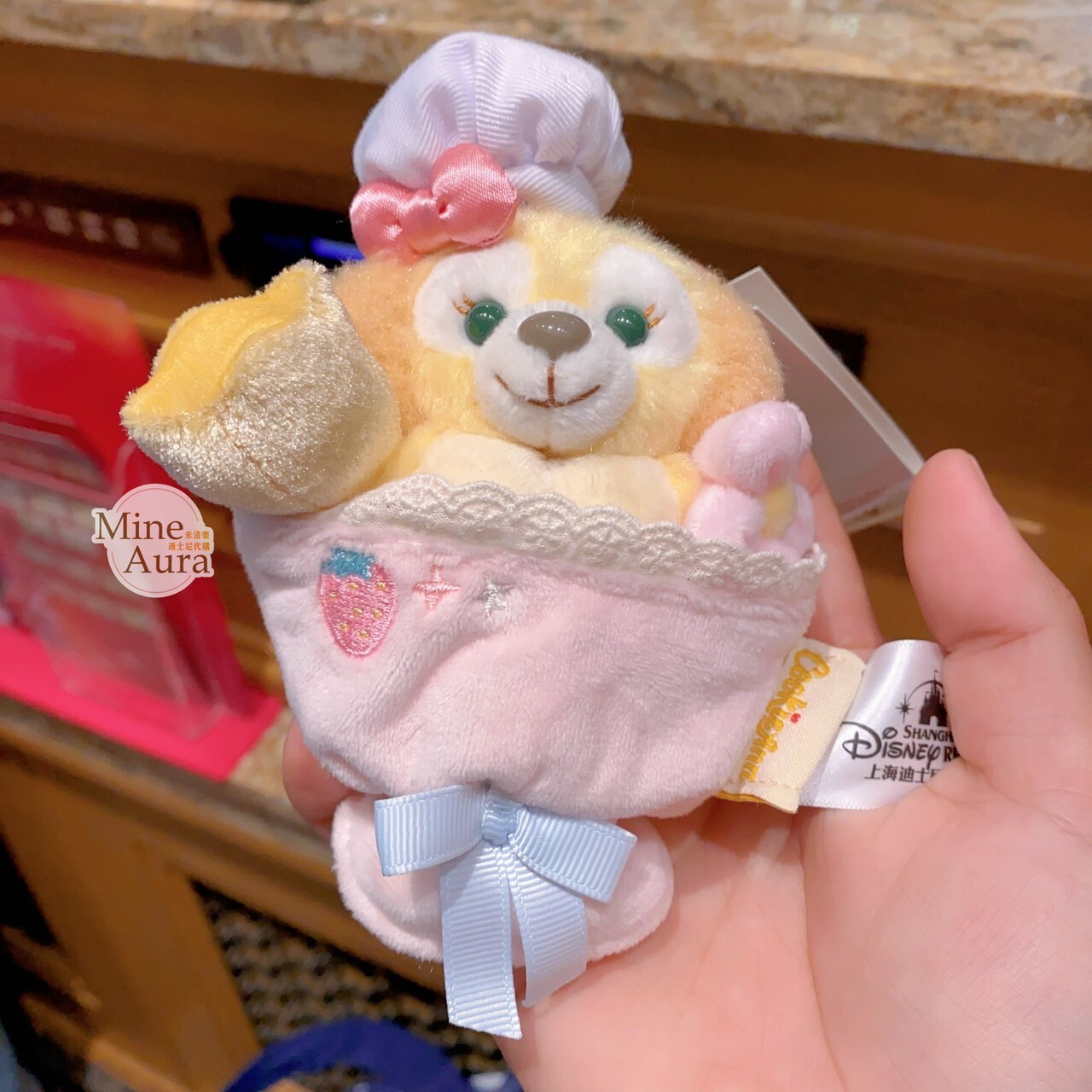 達菲 Duffy 與好友們 可琦安 餅乾 CookieAnn 迷你花束造型 絨毛 鑰匙圈 吊飾 -上海迪士尼樂園