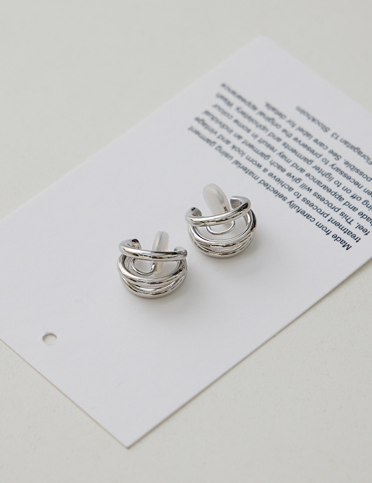 極簡三環。夾式耳環(銀)