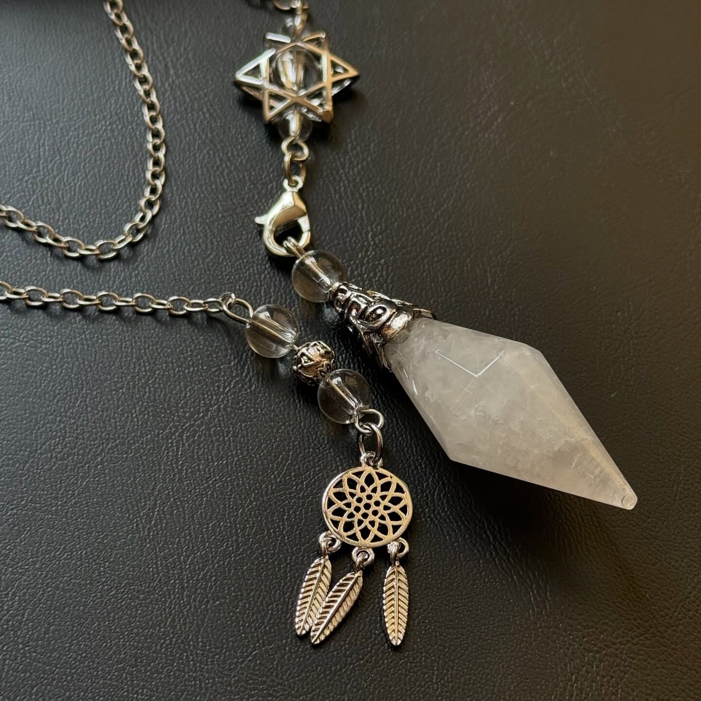 [原石] 白水晶 捕夢網靈擺 水晶靈擺