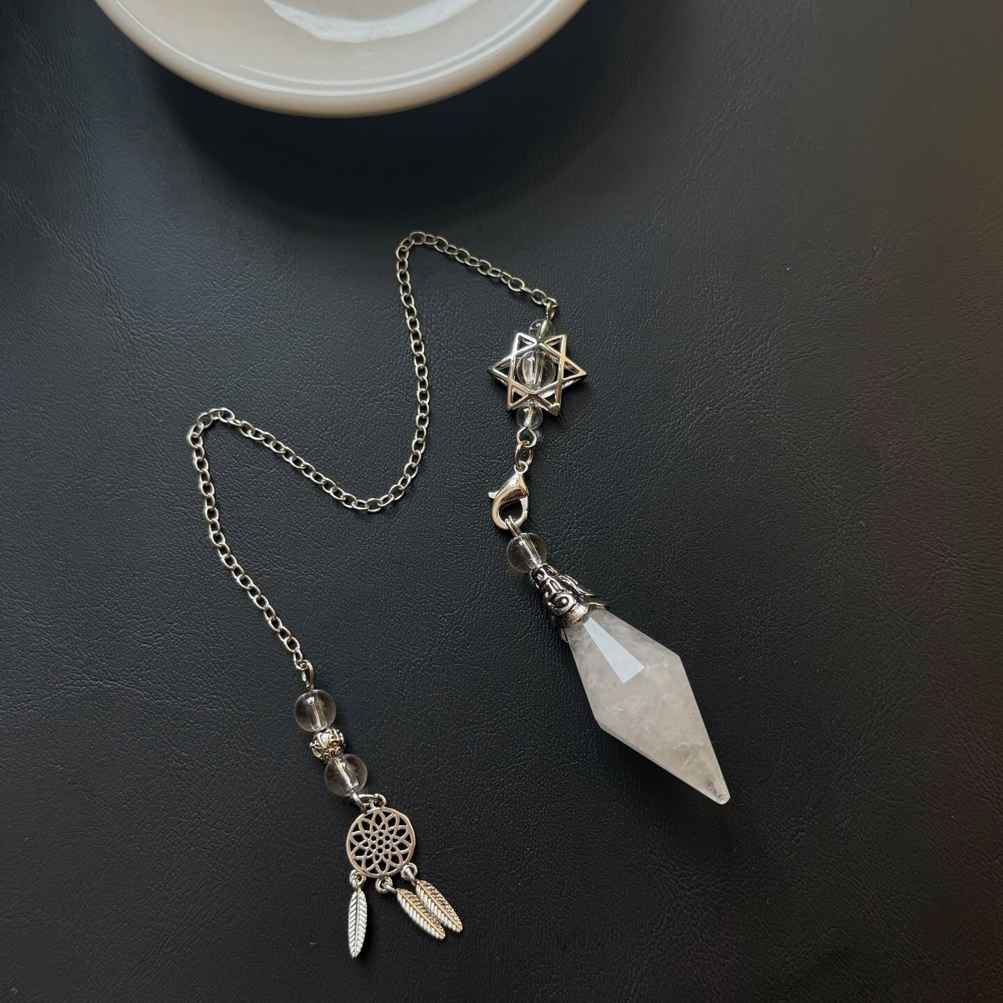 [原石] 白水晶 捕夢網靈擺 水晶靈擺