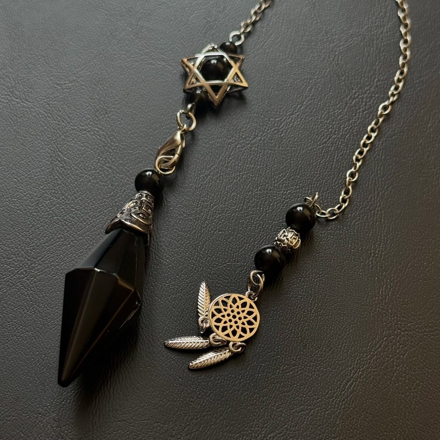 [原石] 黑曜石 捕夢網靈擺 水晶靈擺