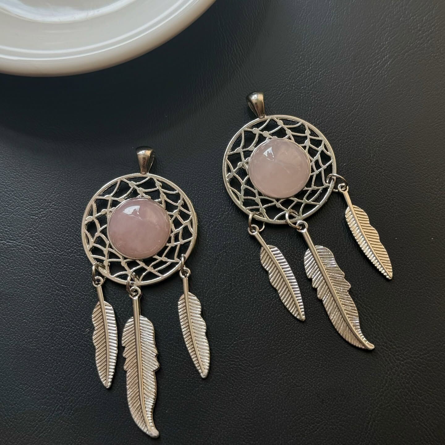 [原石] 粉晶 捕夢網 項鏈吊墜