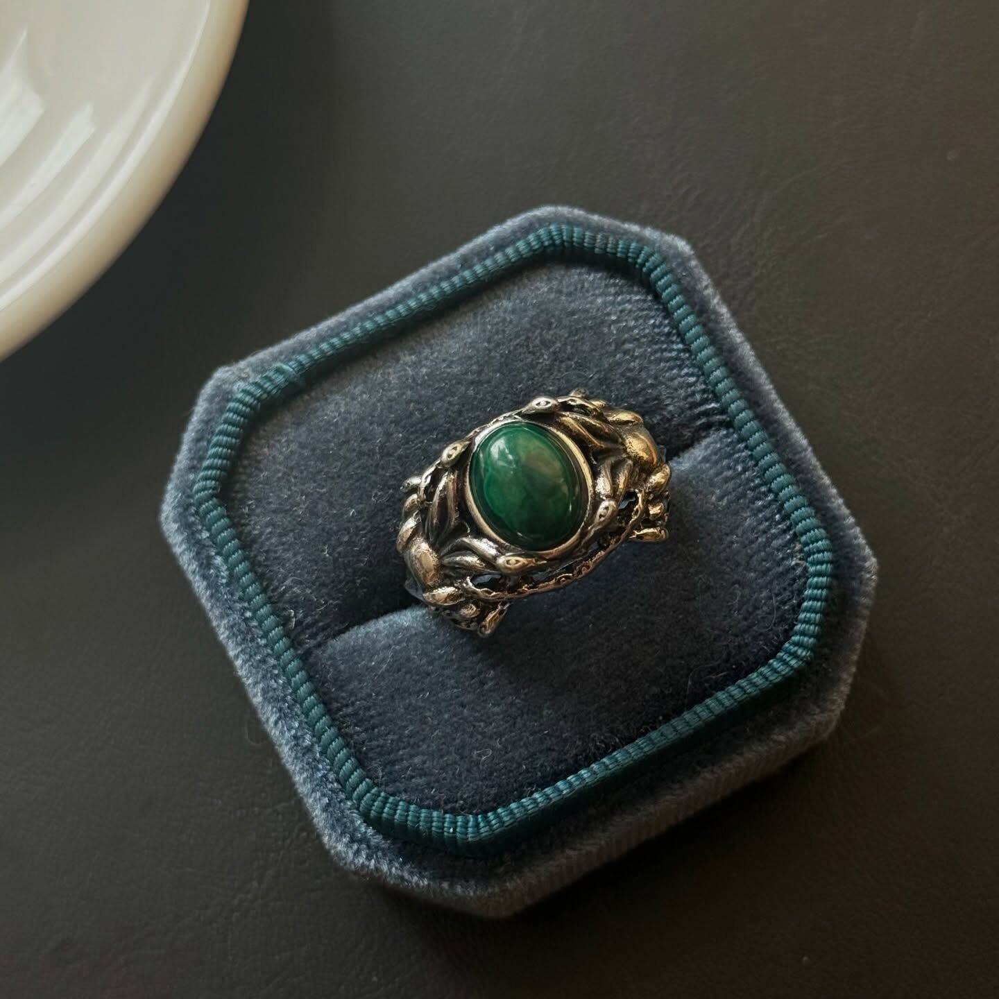 [原石] 孔雀石 梅杜莎 男戒 水晶戒指