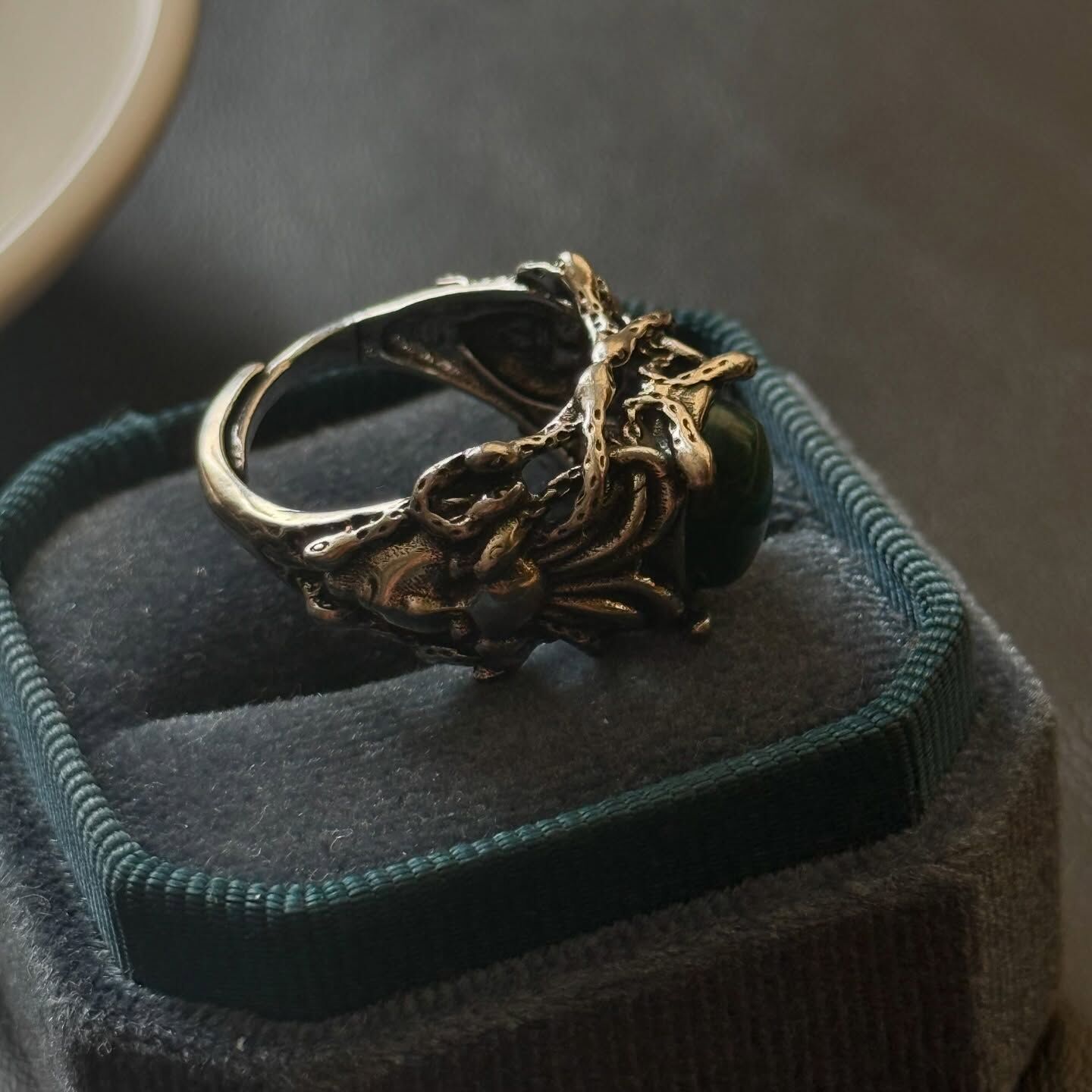 [原石] 孔雀石 梅杜莎 男戒 水晶戒指