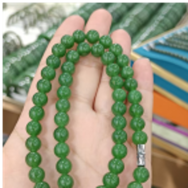0901ht66-和田玉-8m碧玉帶翠媽媽鏈/個（A66）