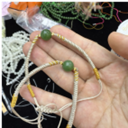 0901ht89-和田玉-綠貓眼手繩灰/件（A89）