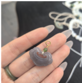 0901ht91-和田玉-煙紫如意鎖/個（A91）