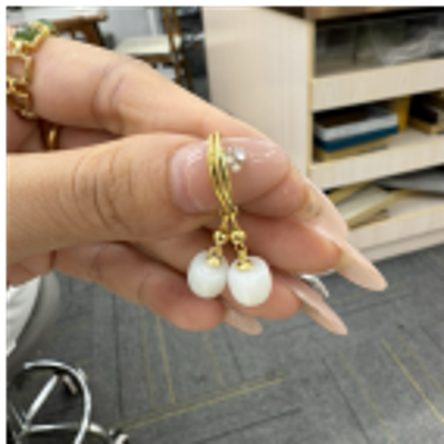 0901ht94-和田玉-銀鑲米達耳鉤/個（A94）