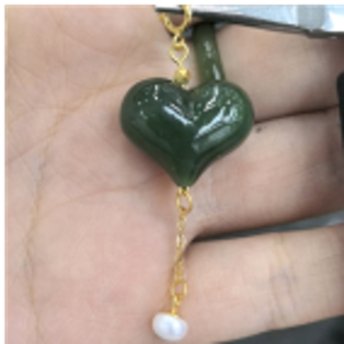 0901ht99-和田玉-銀鑲萬能扣屁桃吊墜/單個/當日付款送配鍊（A99）