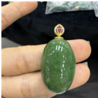 0901ht100-和田玉-銀鑲紅寶石鴿子蛋/個（A100）