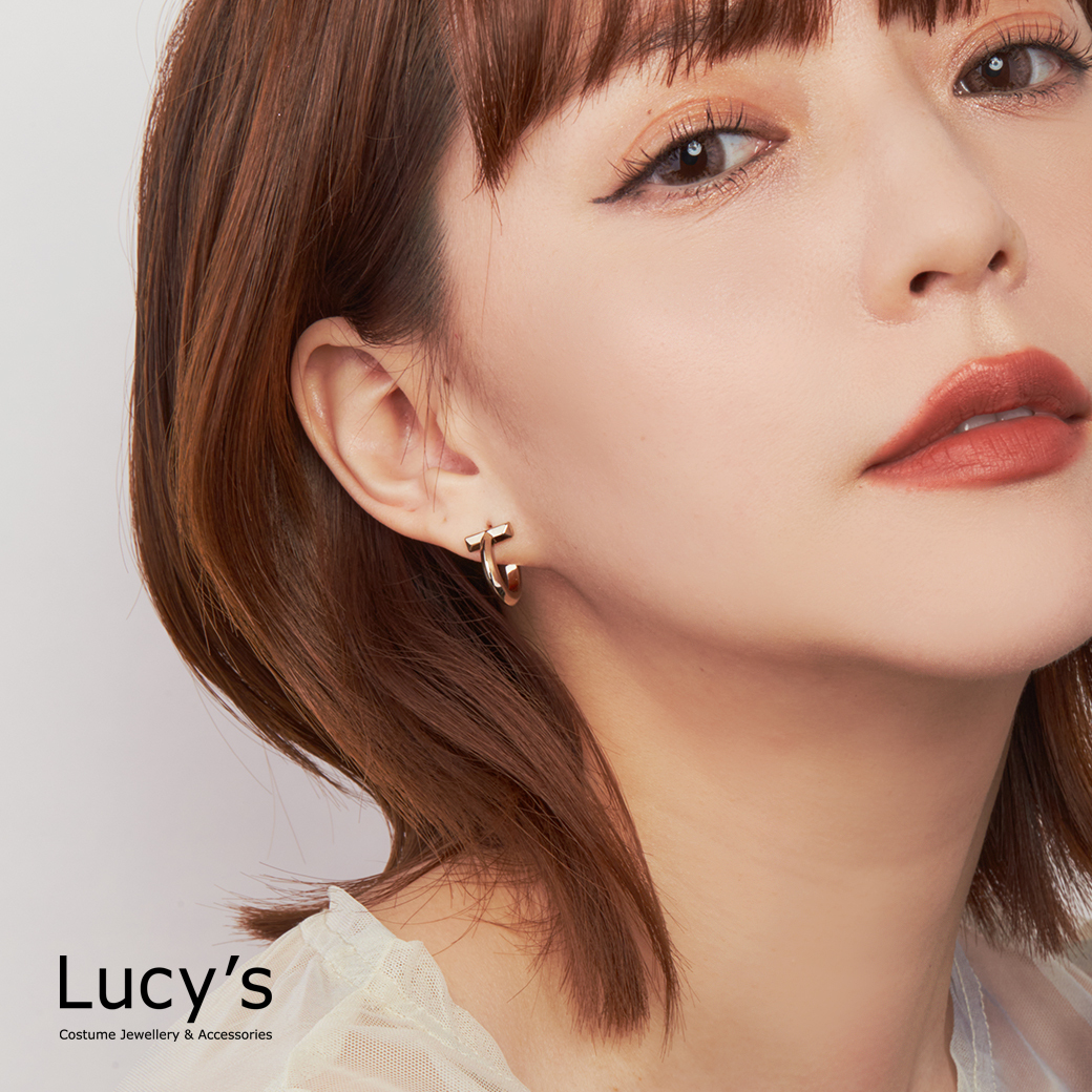 T字半環 耳環 (三色) (110001/110002/110003)