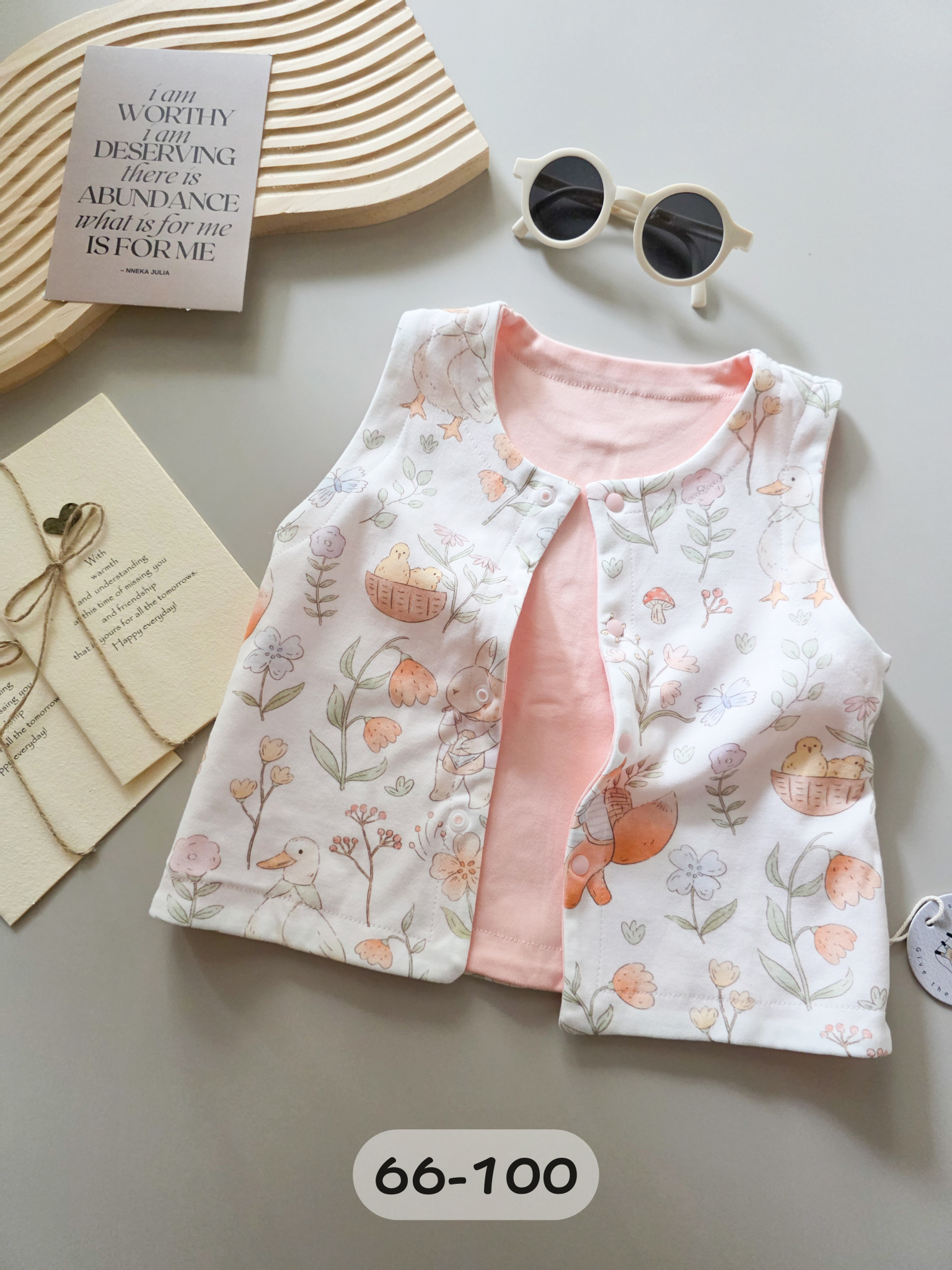 粉色春暖花開 寶寶純棉背心